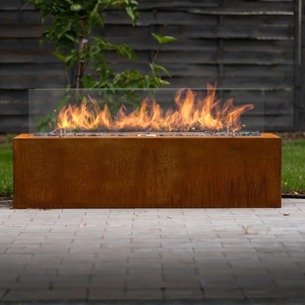 Planika Galio Corten Manual Outdoor Gaskamin aus Cortenstahl