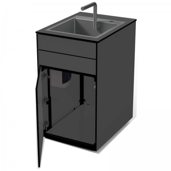 maet black Einzelmodul Outdoorküche Spül-Modul mit 1 Blende und einer Drehtüre