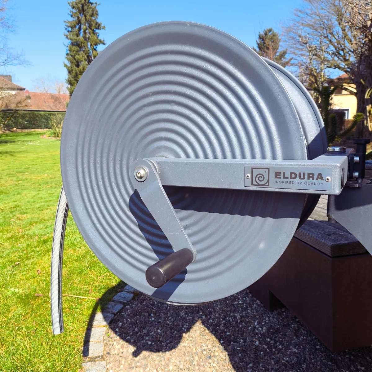 ELDURA Premium Wand-Schlauchtrommel aus V2A Edelstahl – Langlebig & Hochwertig